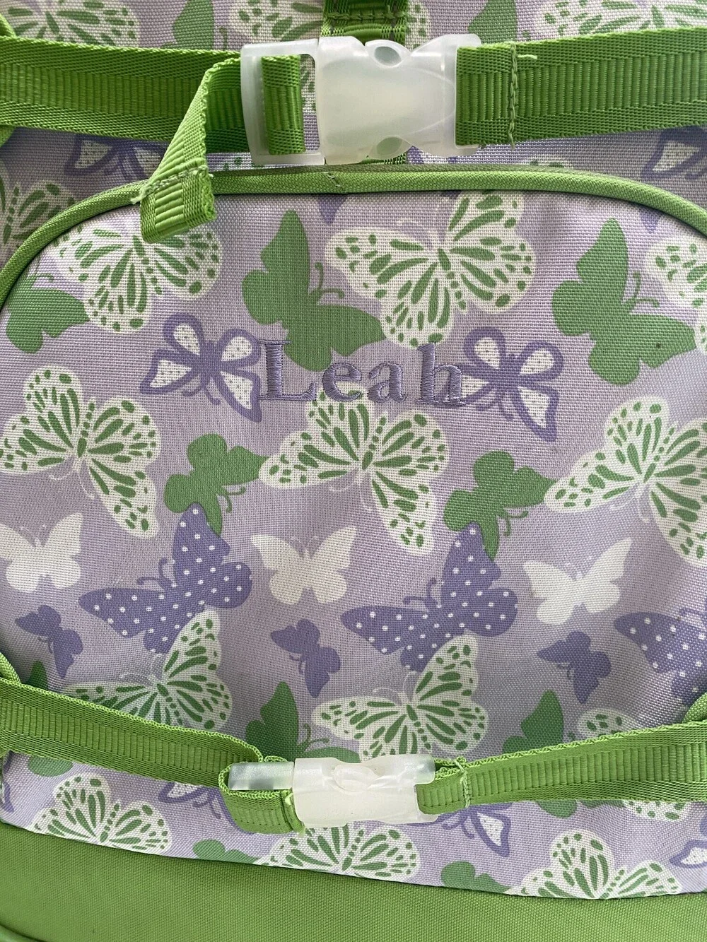 Pottery Barn Kids Butterfly Rolling Suitcase Purple Green Embroidered